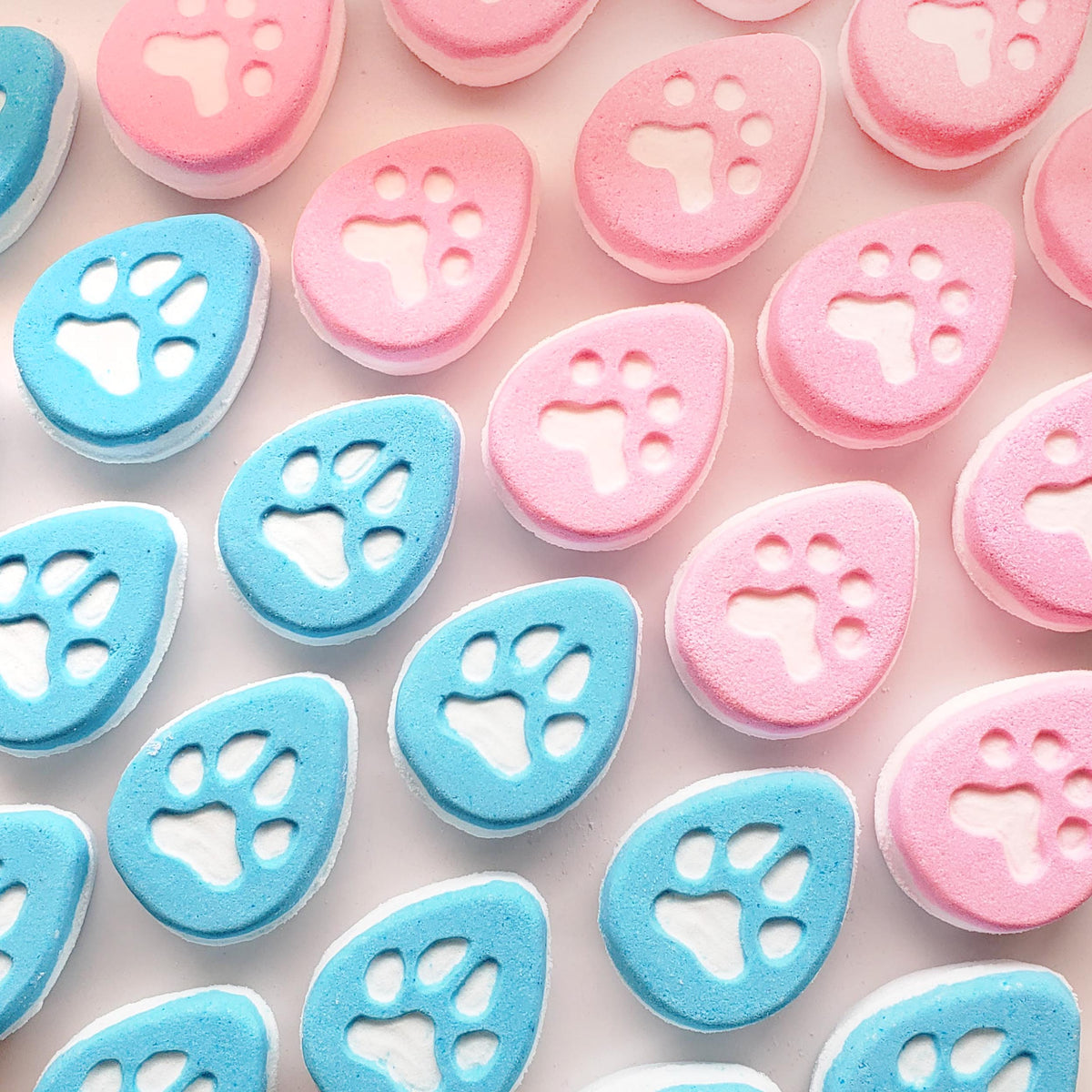 cat and dog paw print surprise toy bath bomb