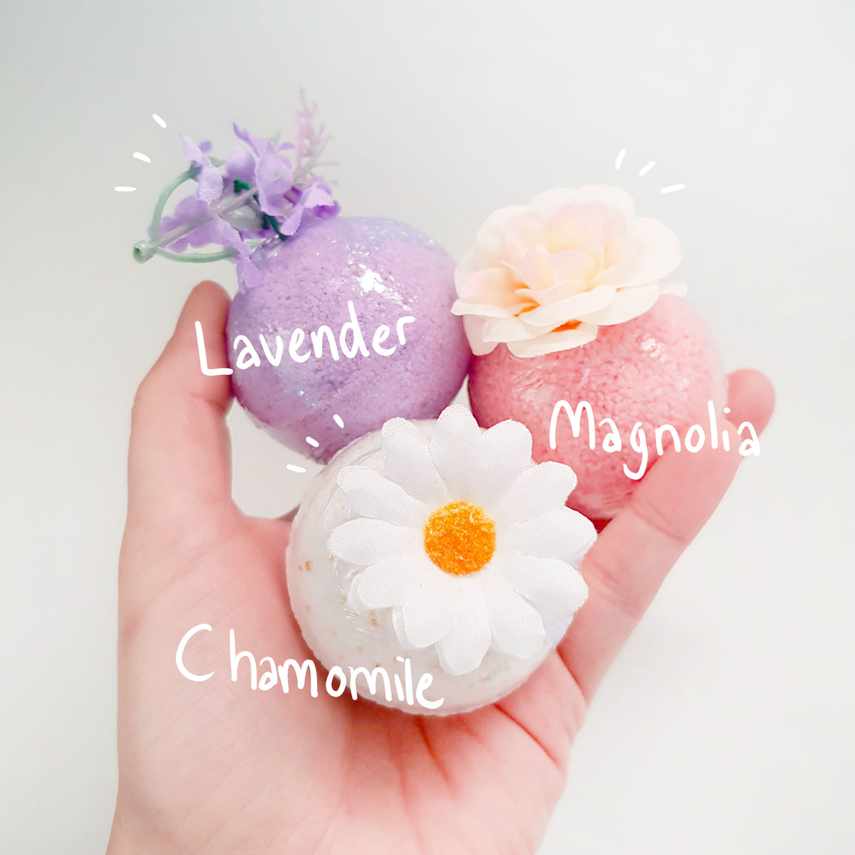 Lavender chamomile magnolia bath bomb set