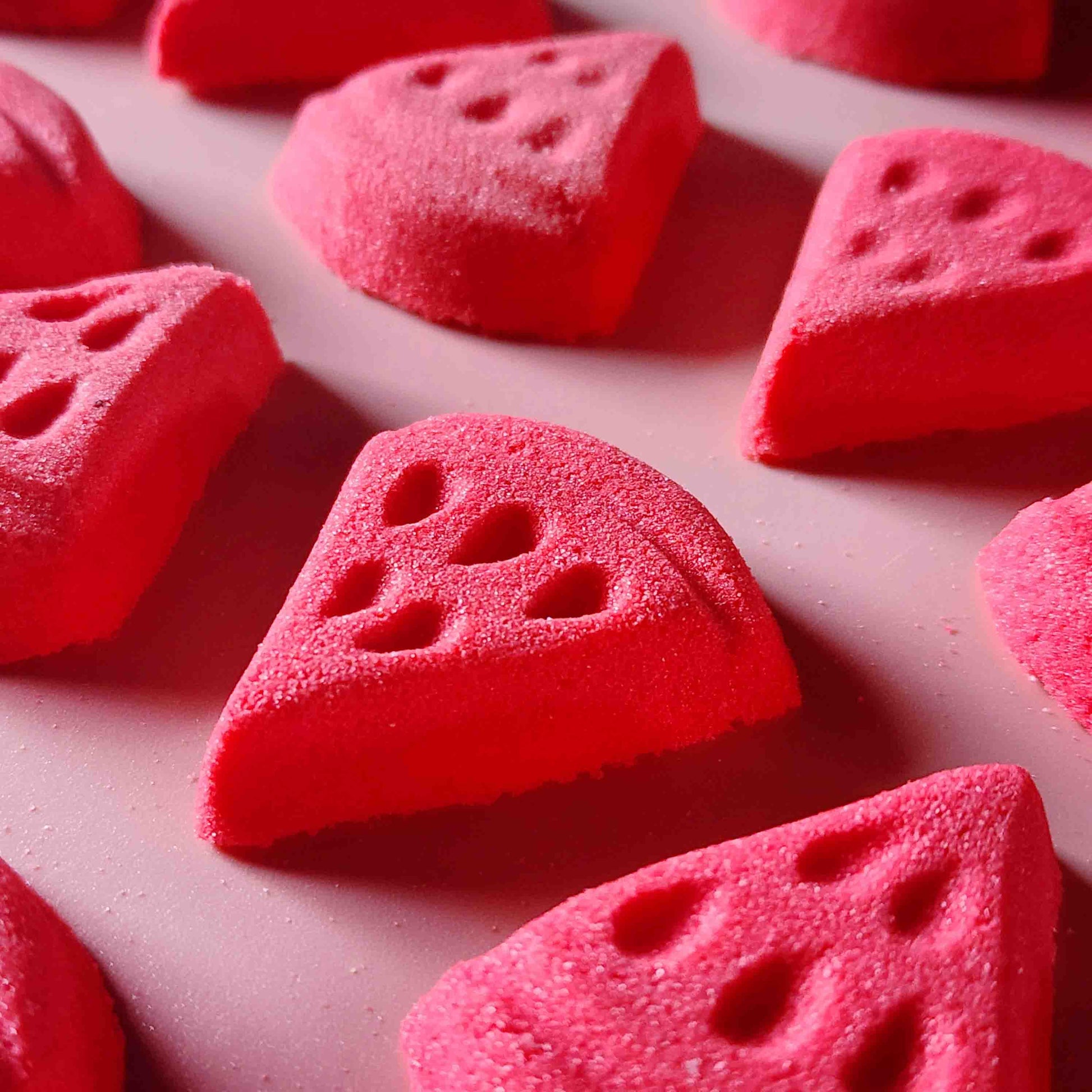 mini small miniature watermelon shape bath bomb pink red