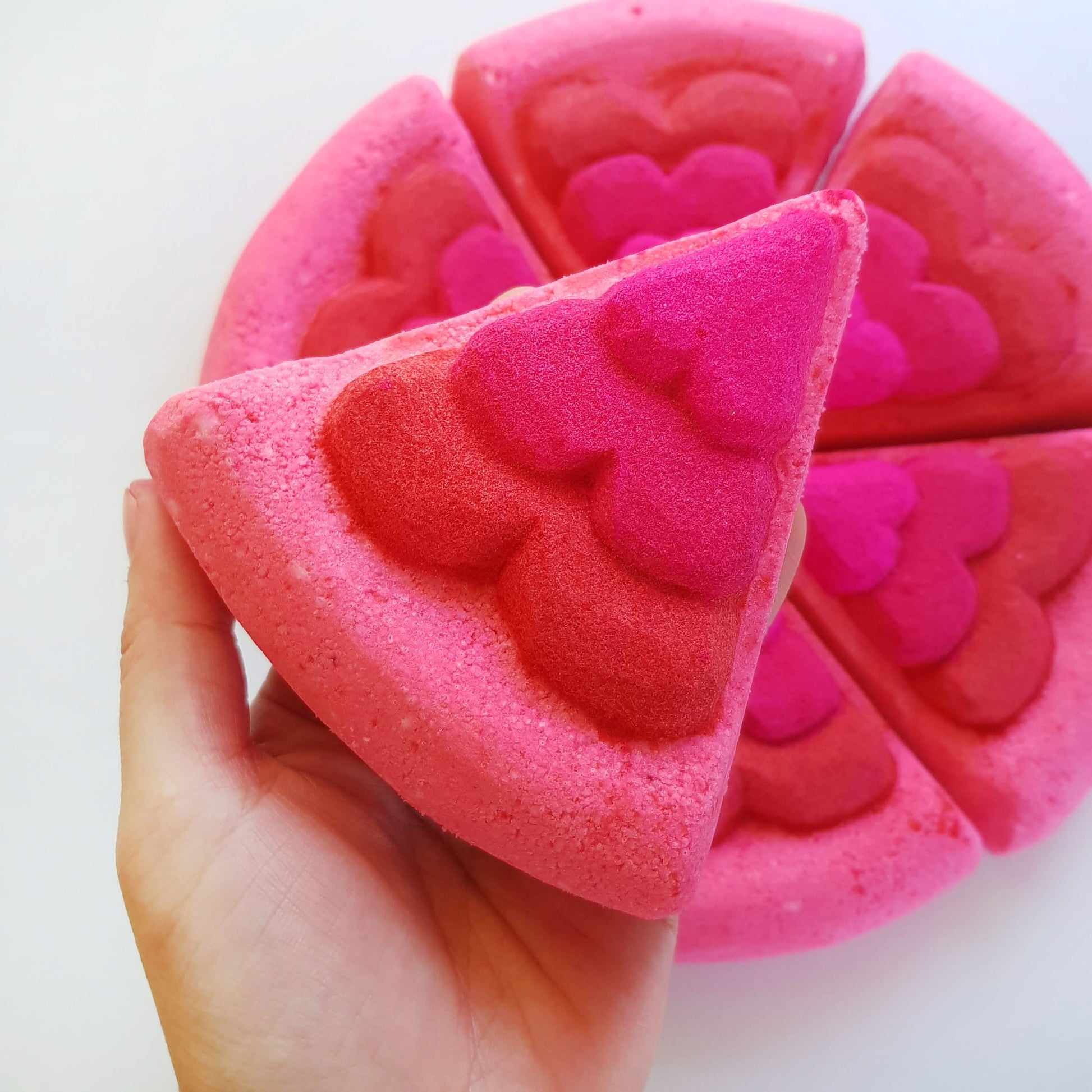 Rose scented pink pizza bath bomb