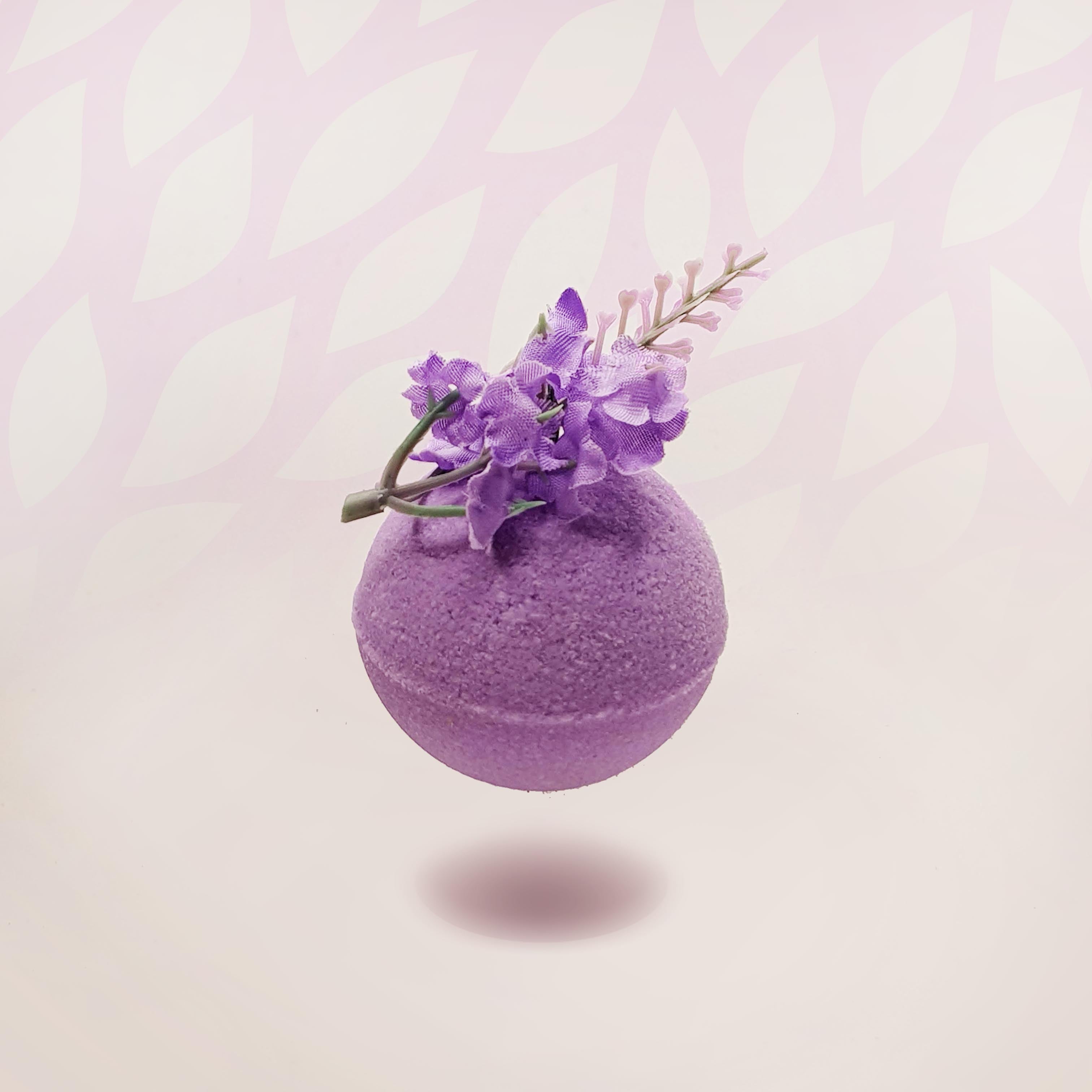 Lavender Essential Oil Bath Bomb with flower