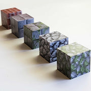 Row of magnetic minecraft building blocks