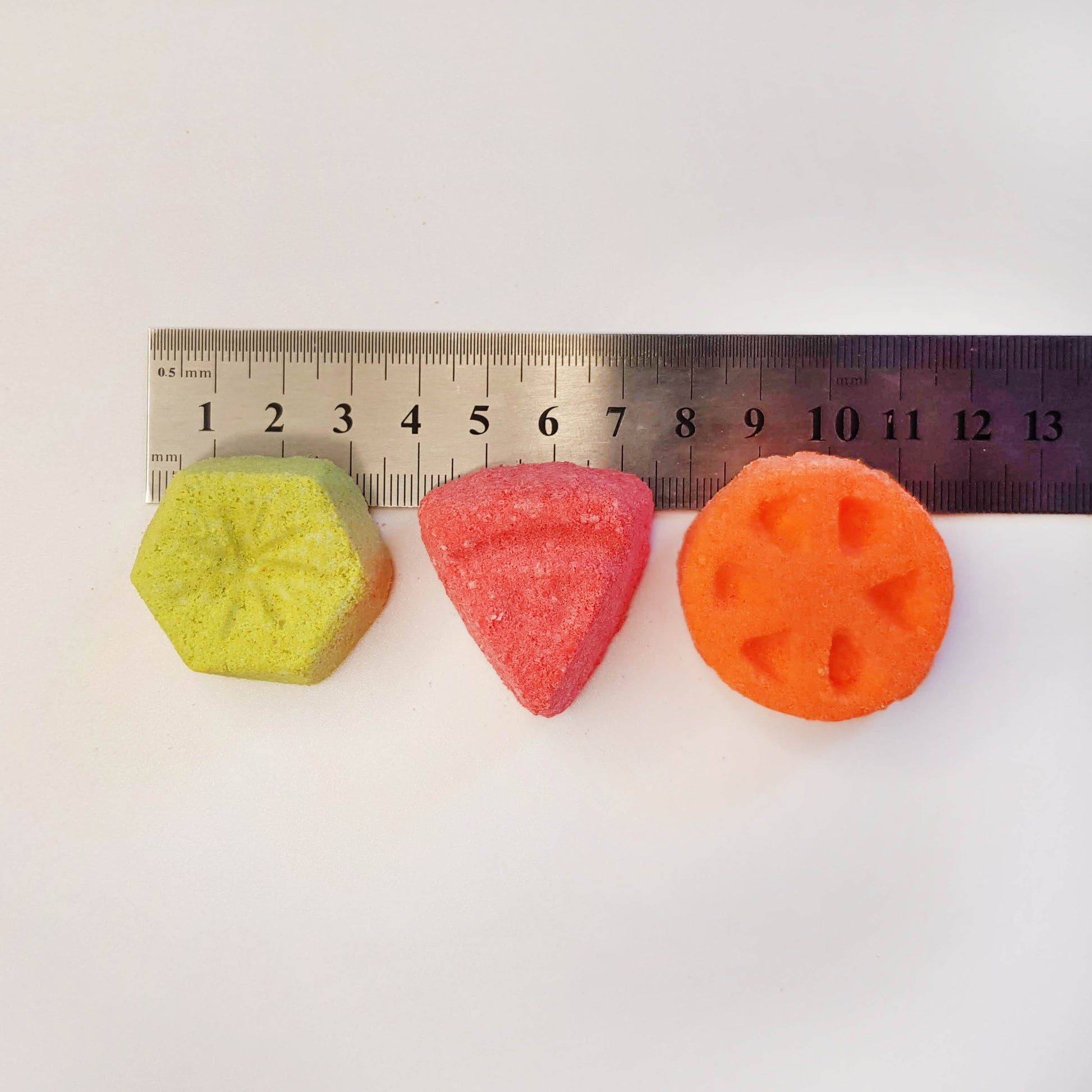 Orange kiwi watermelon mini bath bomb size