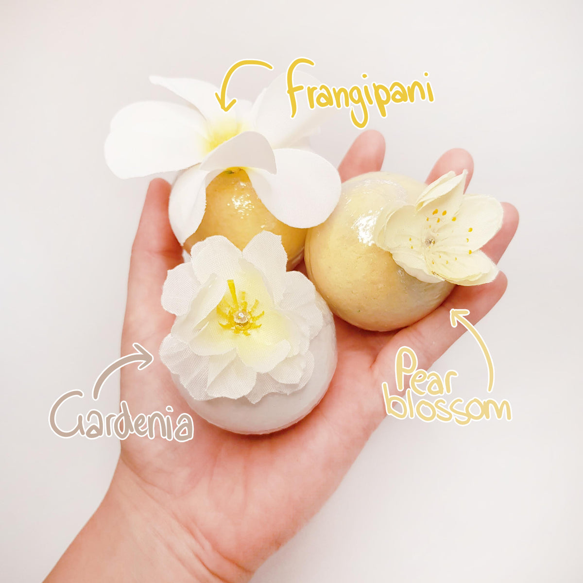 pear blossom frangipani gardenia bath bomb set