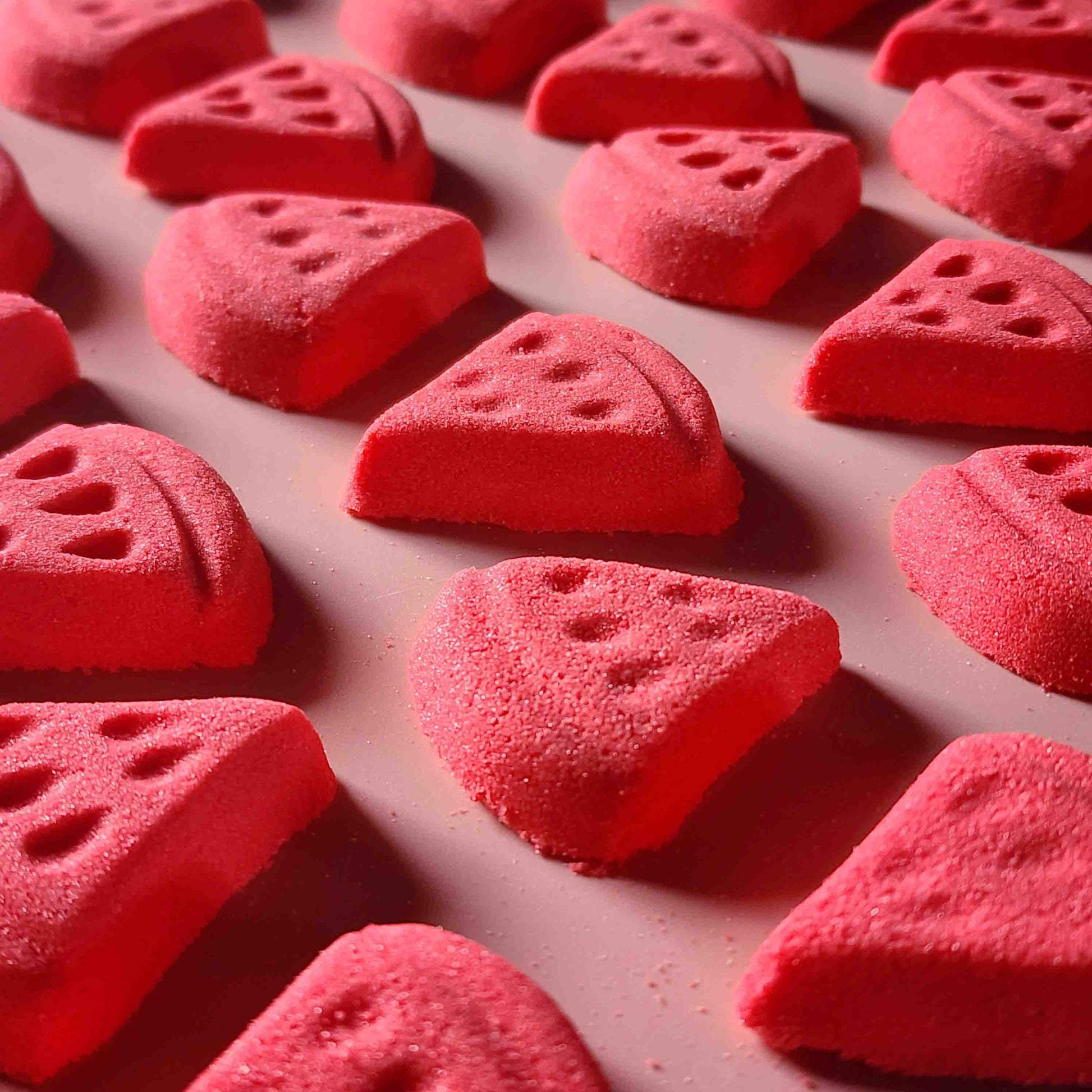 mini small miniature watermelon shape bath bomb pink red