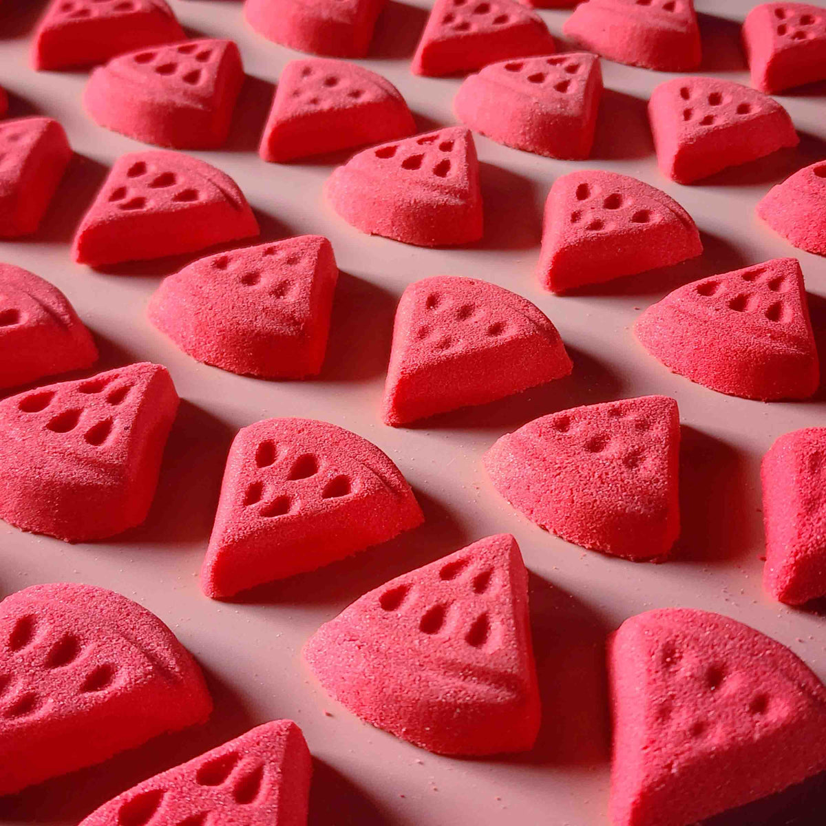 mini small miniature watermelon shape bath bomb pink red