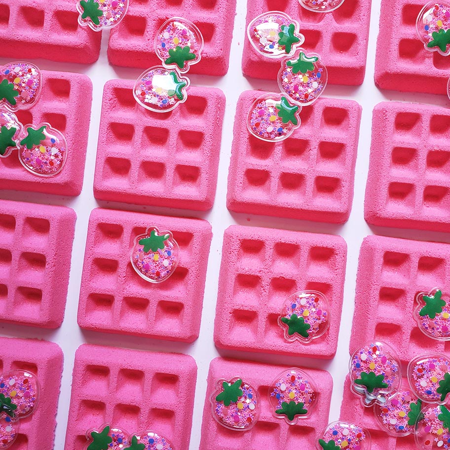 Strawberry waffle bath bomb