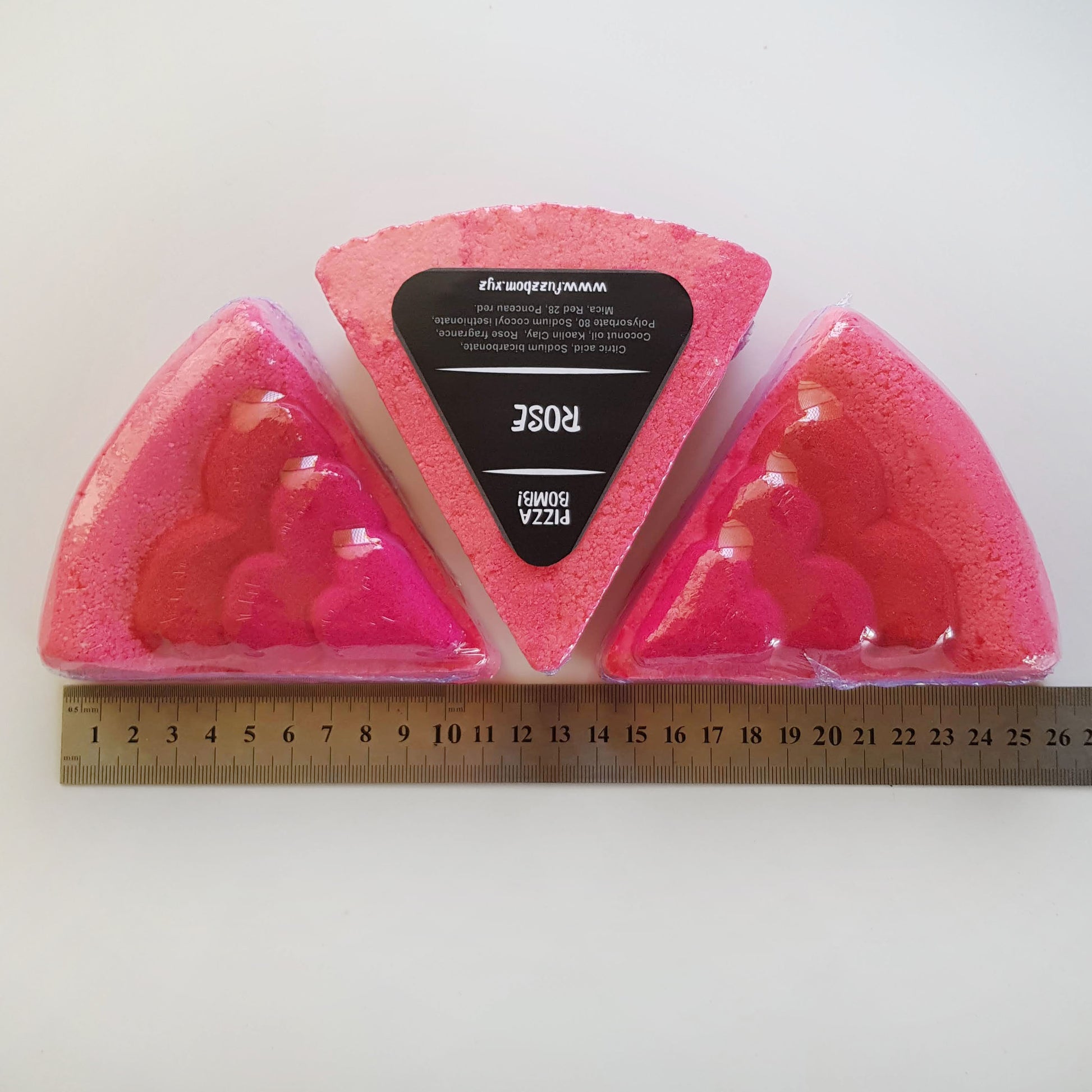 Rose scented pink pizza bath bomb