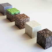 Row of minecraft magnetic building blocks