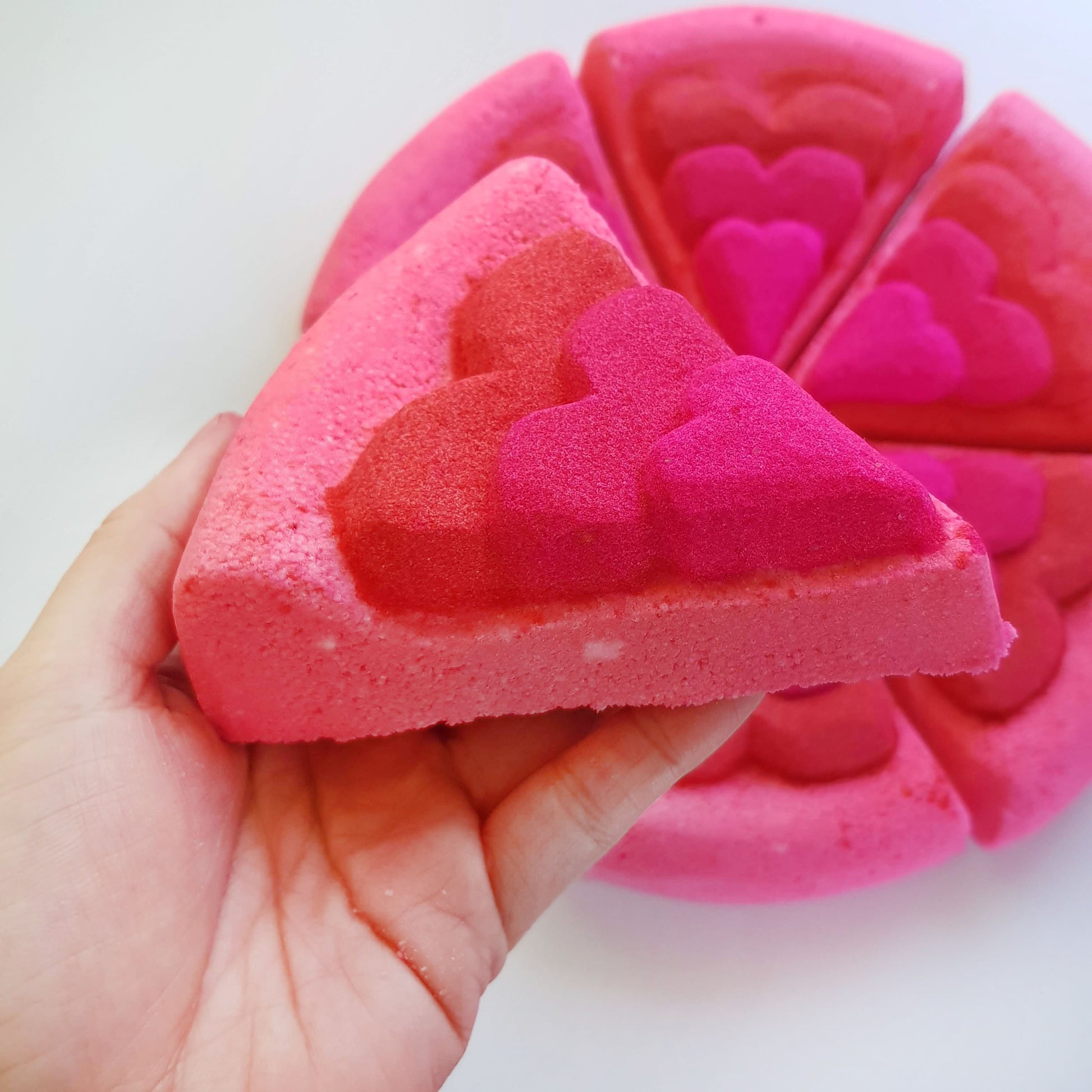 Rose scented pink pizza bath bomb