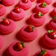 Red strawberry doughnut bath bomb